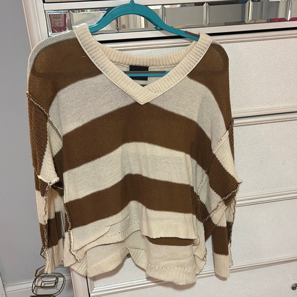 Striped Brown and Cream Women's Sweater
